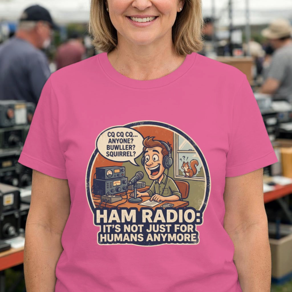 Ham Radio T-Shirt — "Ham Radio: It's Not Just for Humans Anymore" Retro Cartoon Tee