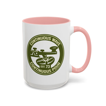 Coffee Mug — Continuous Wave Continuous Pour Vintage Surf Coffee Logo (11/15oz Accent)