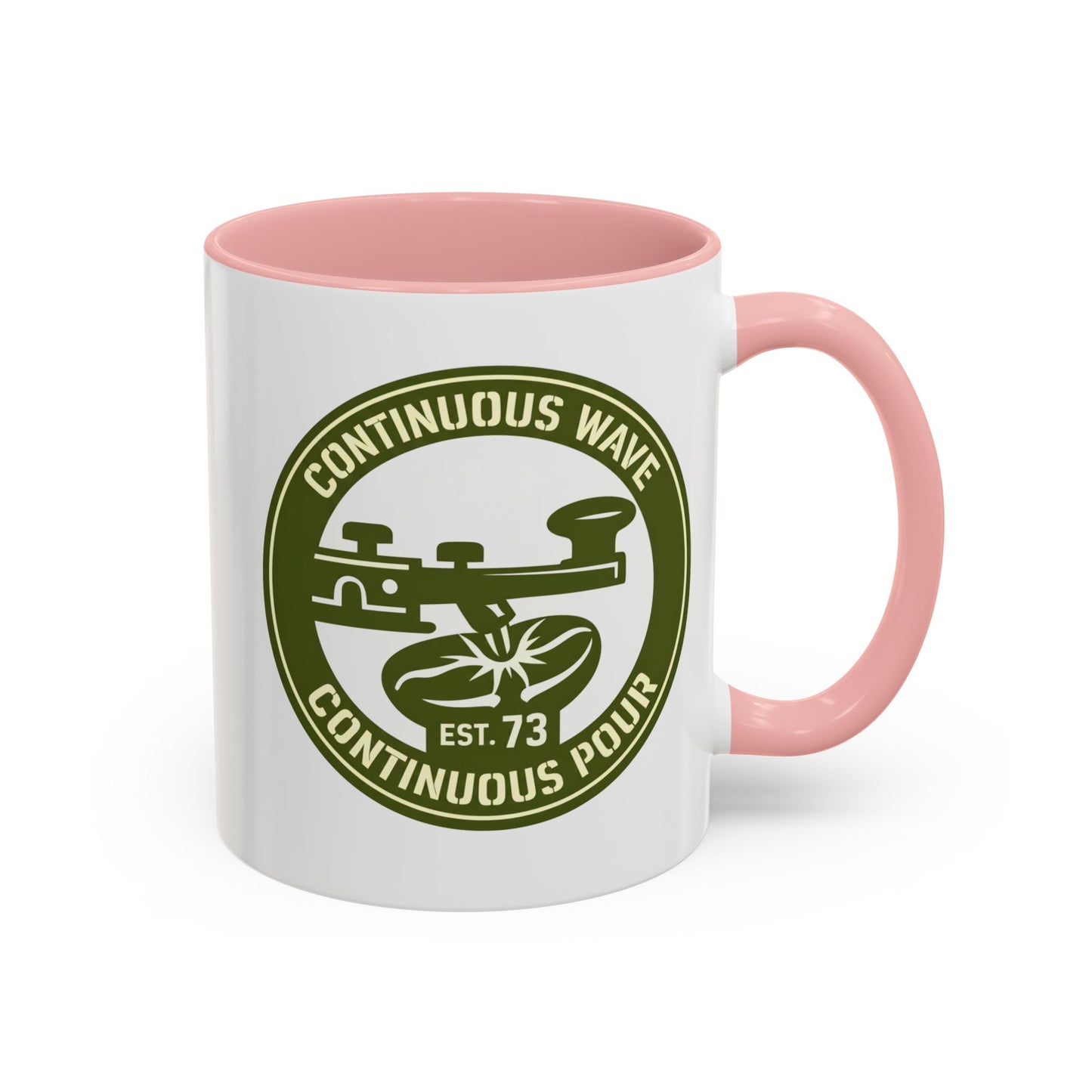 Coffee Mug — Continuous Wave Continuous Pour Vintage Surf Coffee Logo (11/15oz Accent)