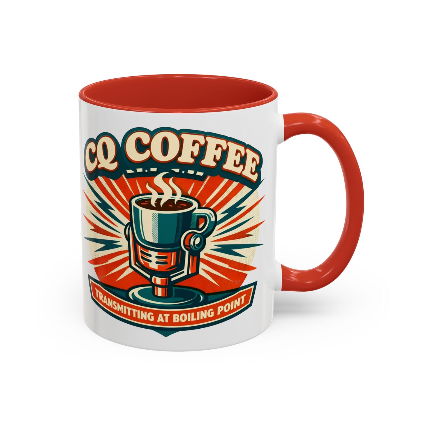 Coffee Mug - CQ Coffee "Transmitting at Boiling Point" Retro Accent Mug