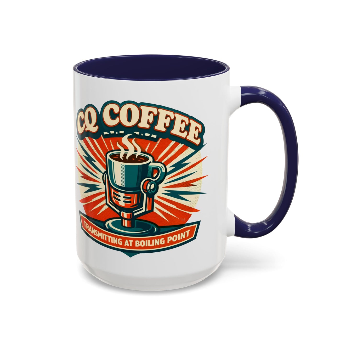 Coffee Mug - CQ Coffee "Transmitting at Boiling Point" Retro Accent Mug