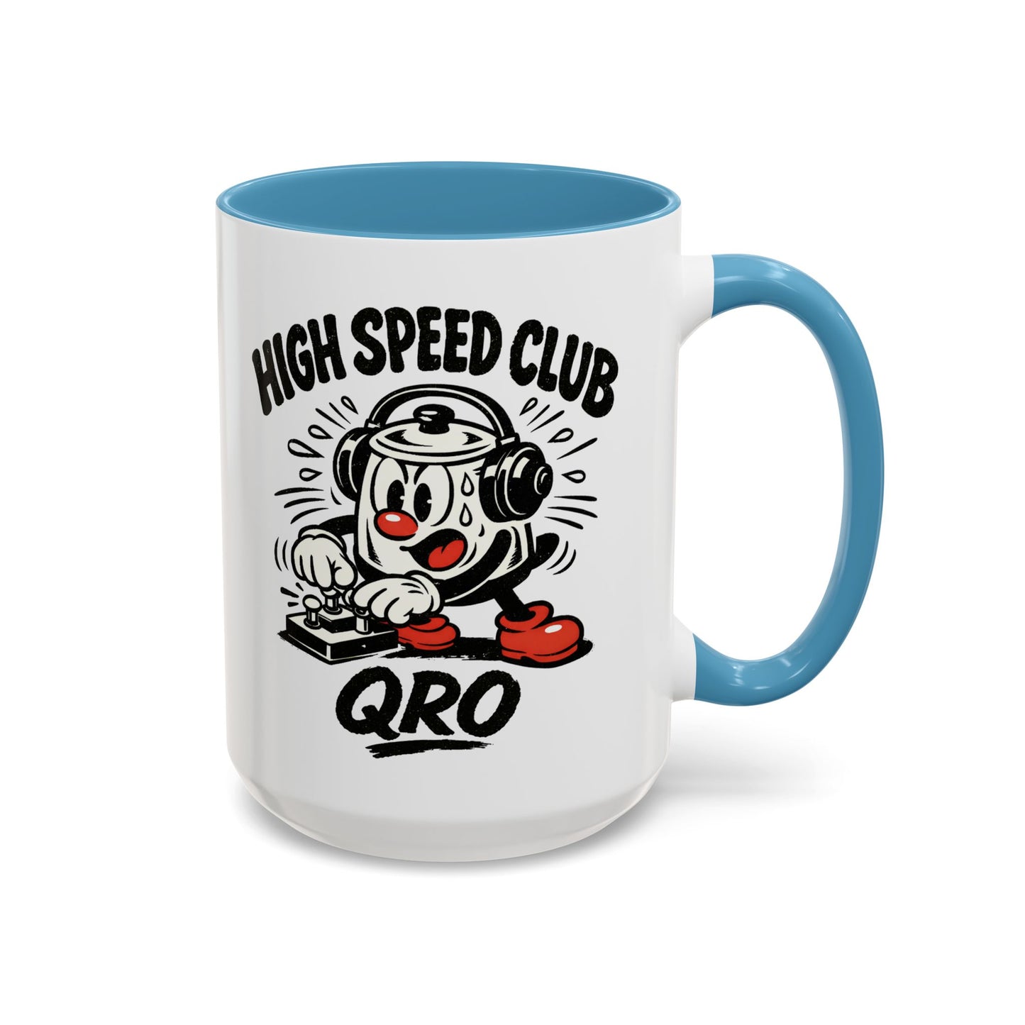 High Speed Club Accent Ham Coffee Mug — Retro DJ Cartoon 11/15oz