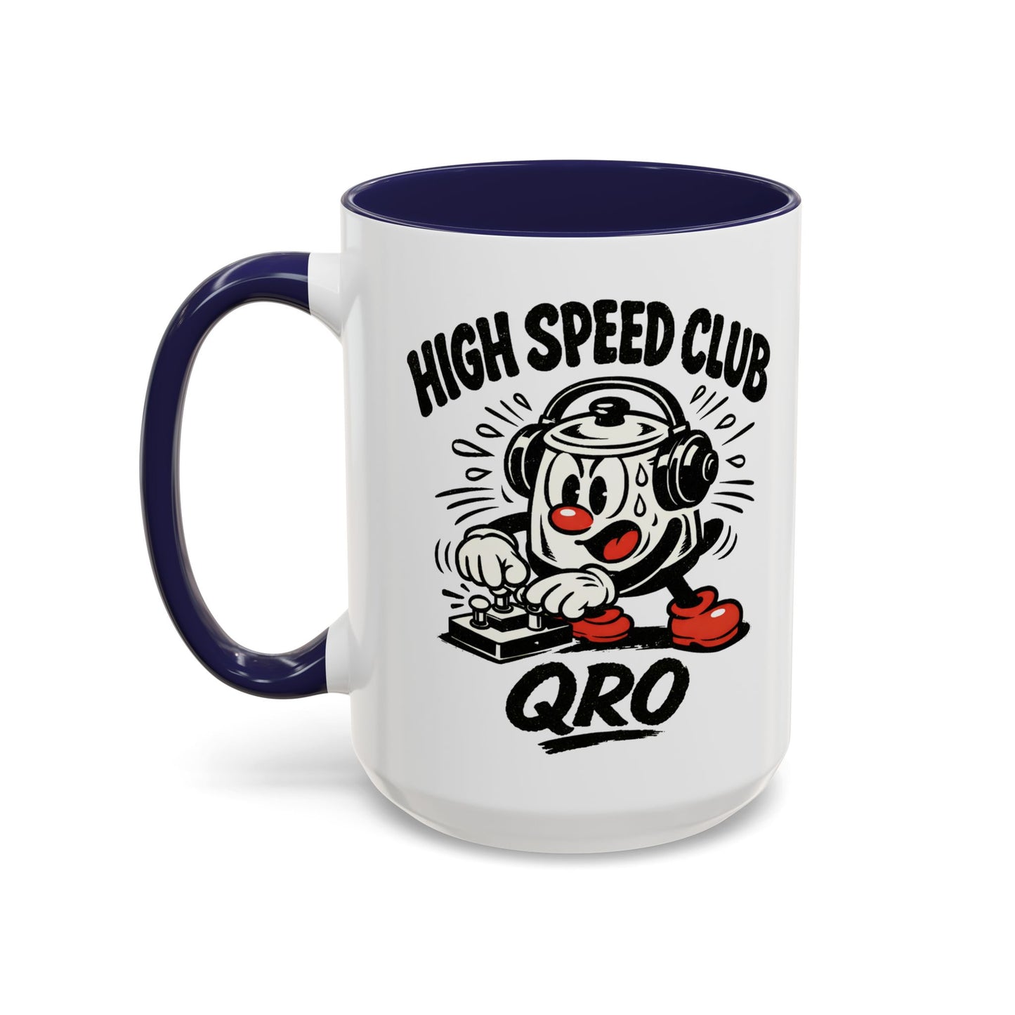 High Speed Club Accent Ham Coffee Mug — Retro DJ Cartoon 11/15oz