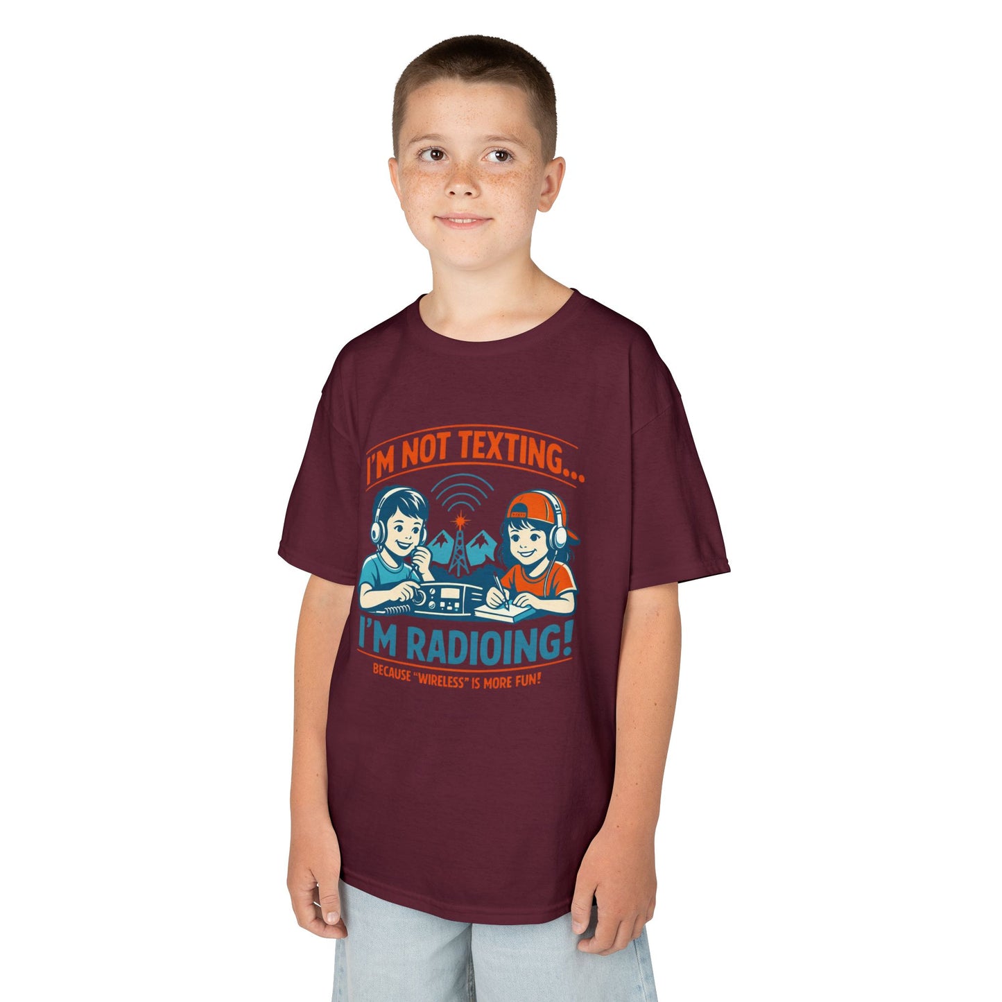 Kids Tee — "I'm Not Texting... I'm Radioing!" Retro Kids Ham Radio T-Shirt