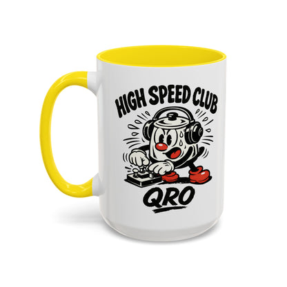 High Speed Club Accent Ham Coffee Mug — Retro DJ Cartoon 11/15oz