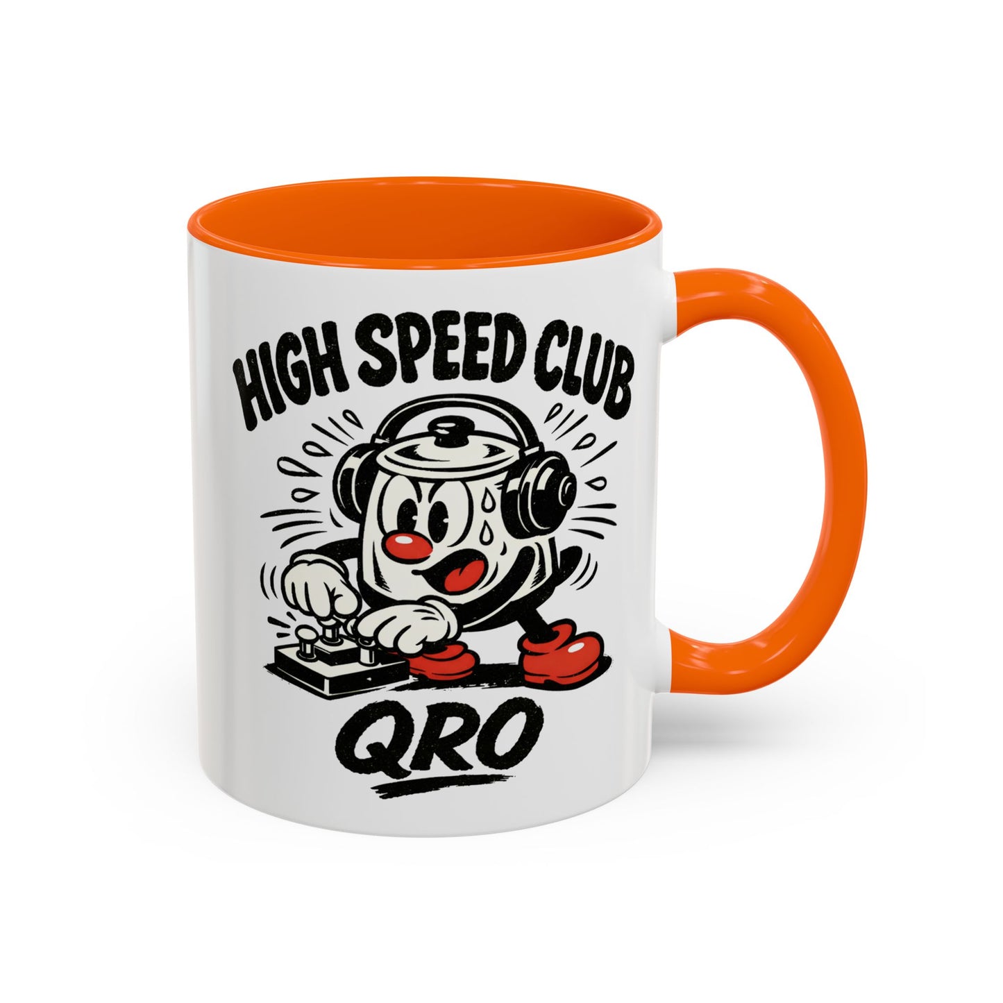 High Speed Club Accent Ham Coffee Mug — Retro DJ Cartoon 11/15oz