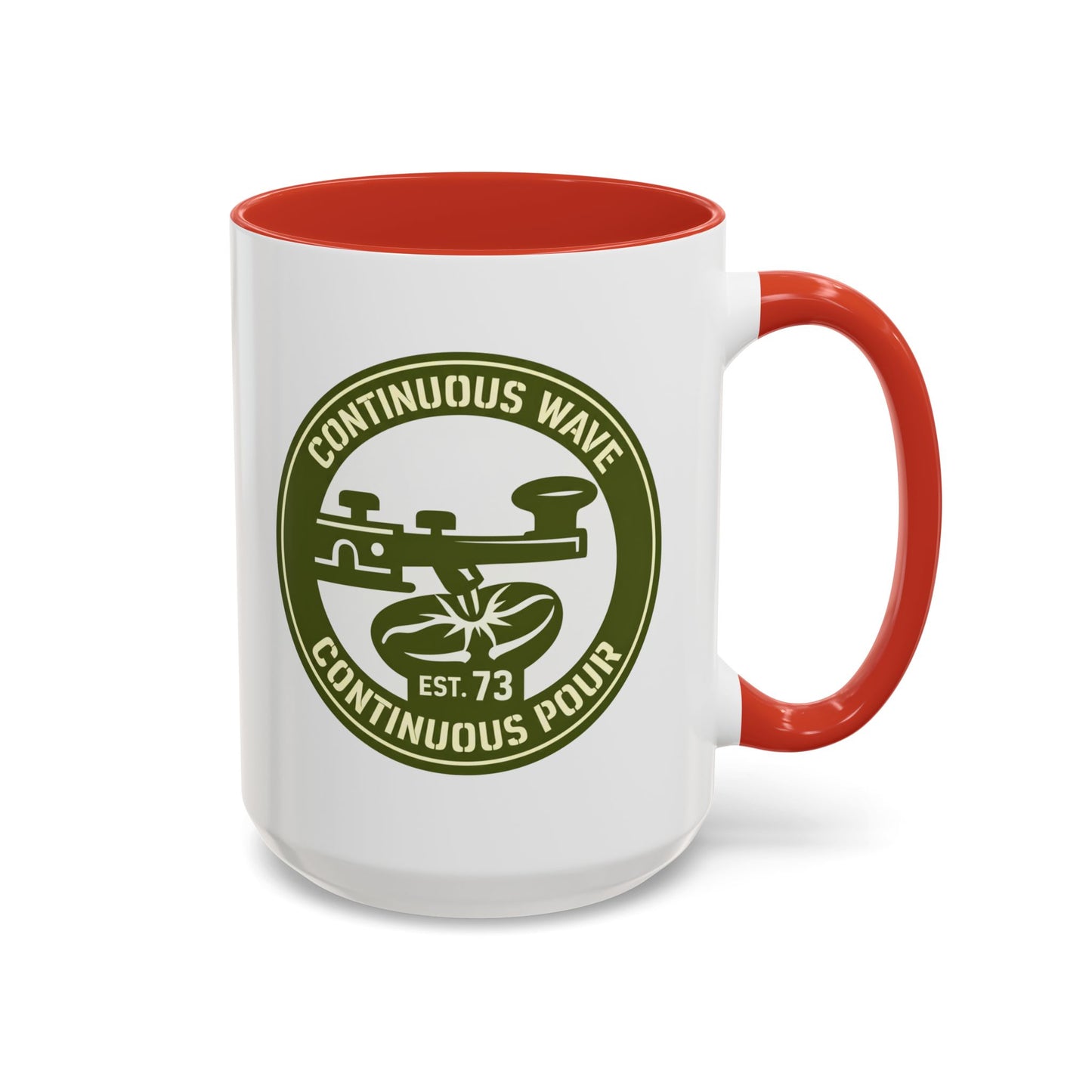 Coffee Mug — Continuous Wave Continuous Pour Vintage Surf Coffee Logo (11/15oz Accent)