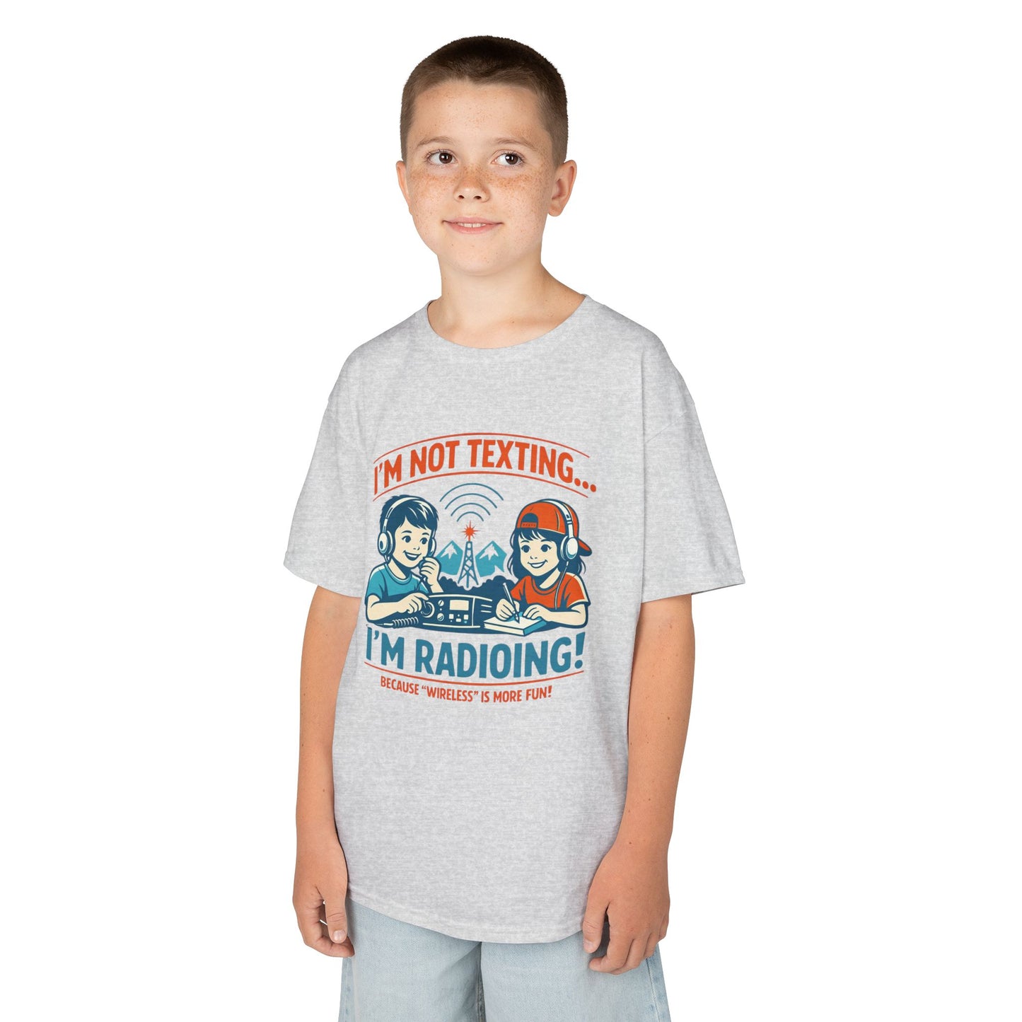 Kids Tee — "I'm Not Texting... I'm Radioing!" Retro Kids Ham Radio T-Shirt