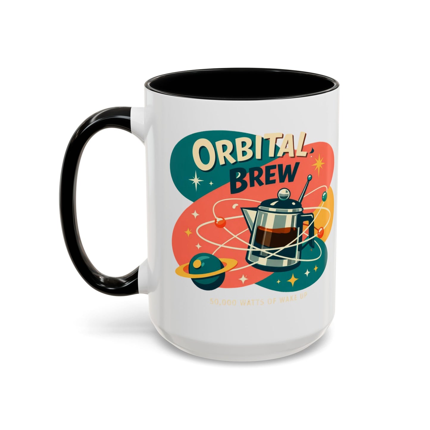Orbital Brew Coffee Mug - Retro Space Coffee Pot Accent Mug (11/15oz)