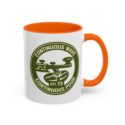 Coffee Mug — Continuous Wave Continuous Pour Vintage Surf Coffee Logo (11/15oz Accent)