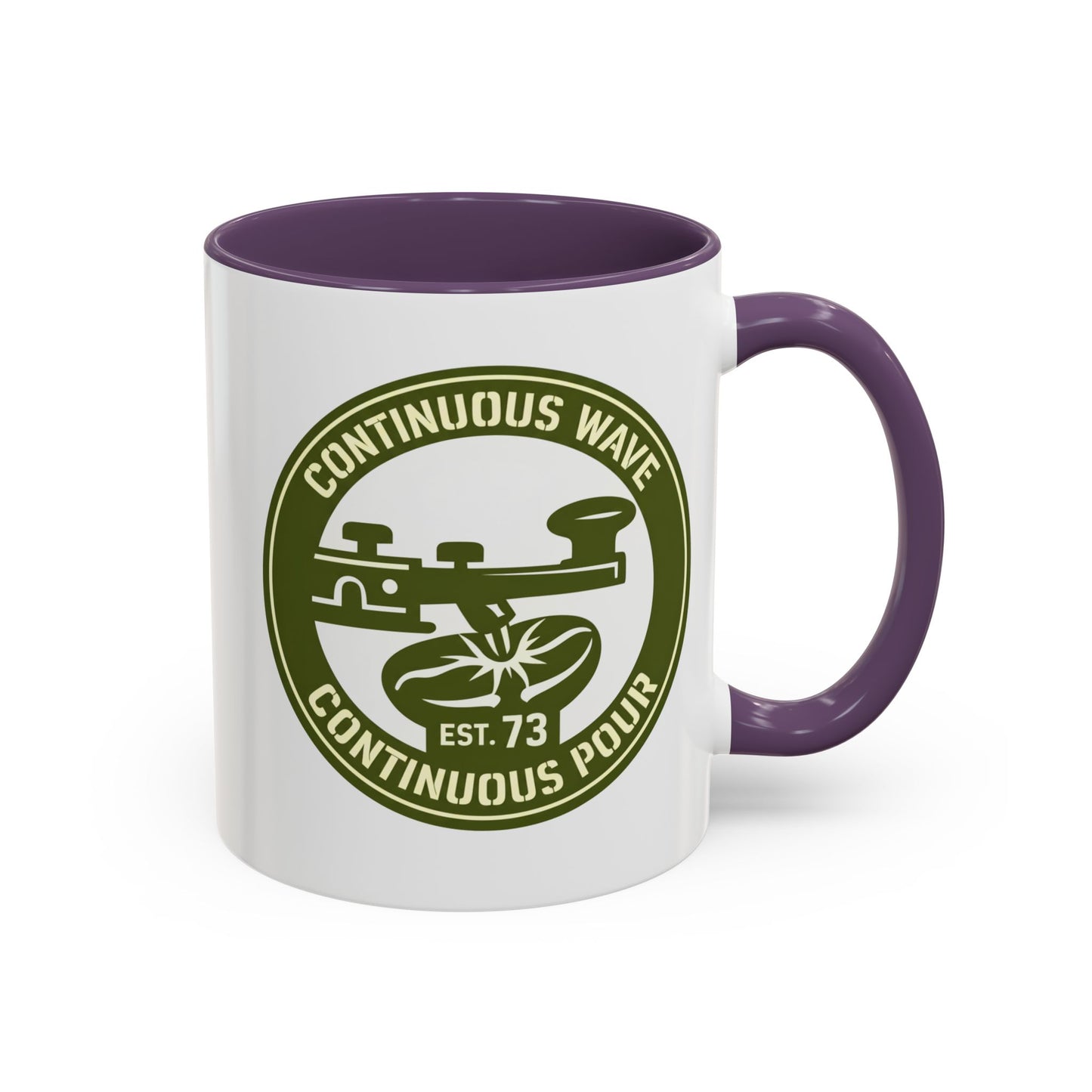 Coffee Mug — Continuous Wave Continuous Pour Vintage Surf Coffee Logo (11/15oz Accent)