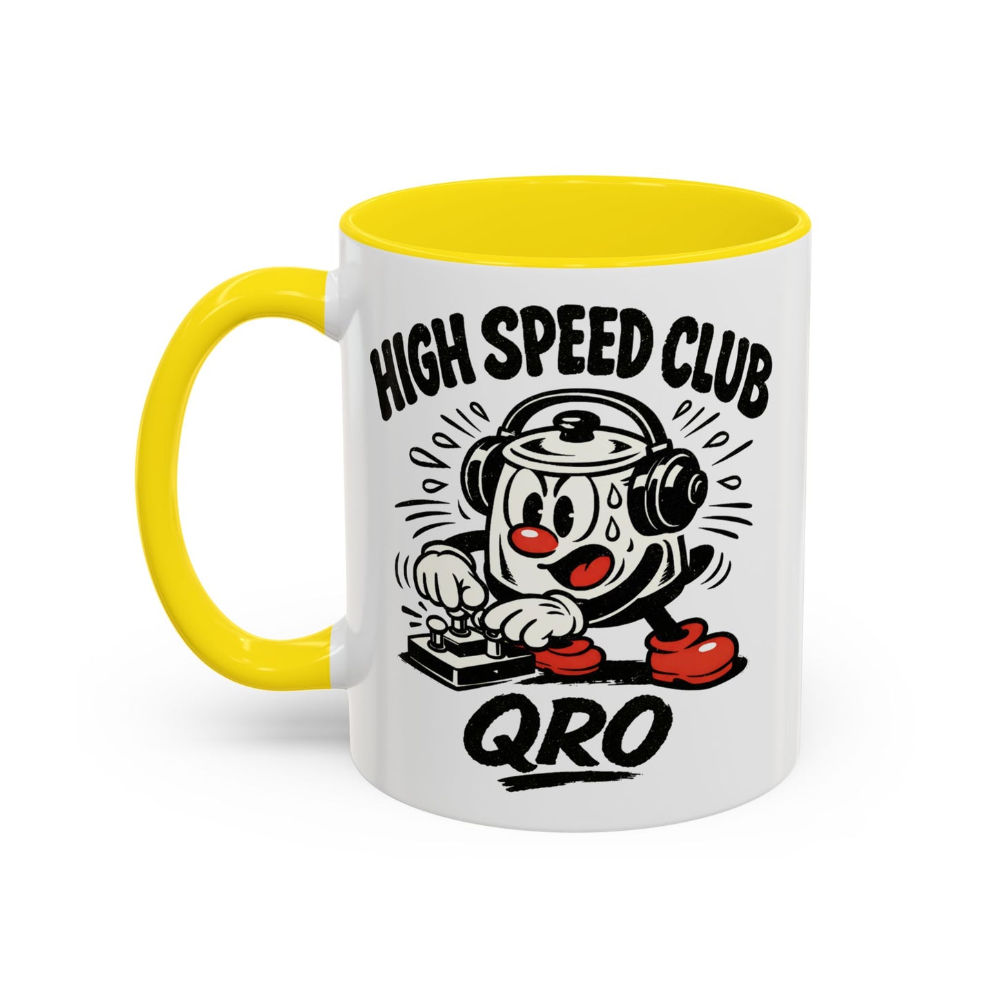 High Speed Club Accent Ham Coffee Mug — Retro DJ Cartoon 11/15oz