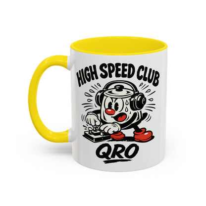 High Speed Club Accent Ham Coffee Mug — Retro DJ Cartoon 11/15oz