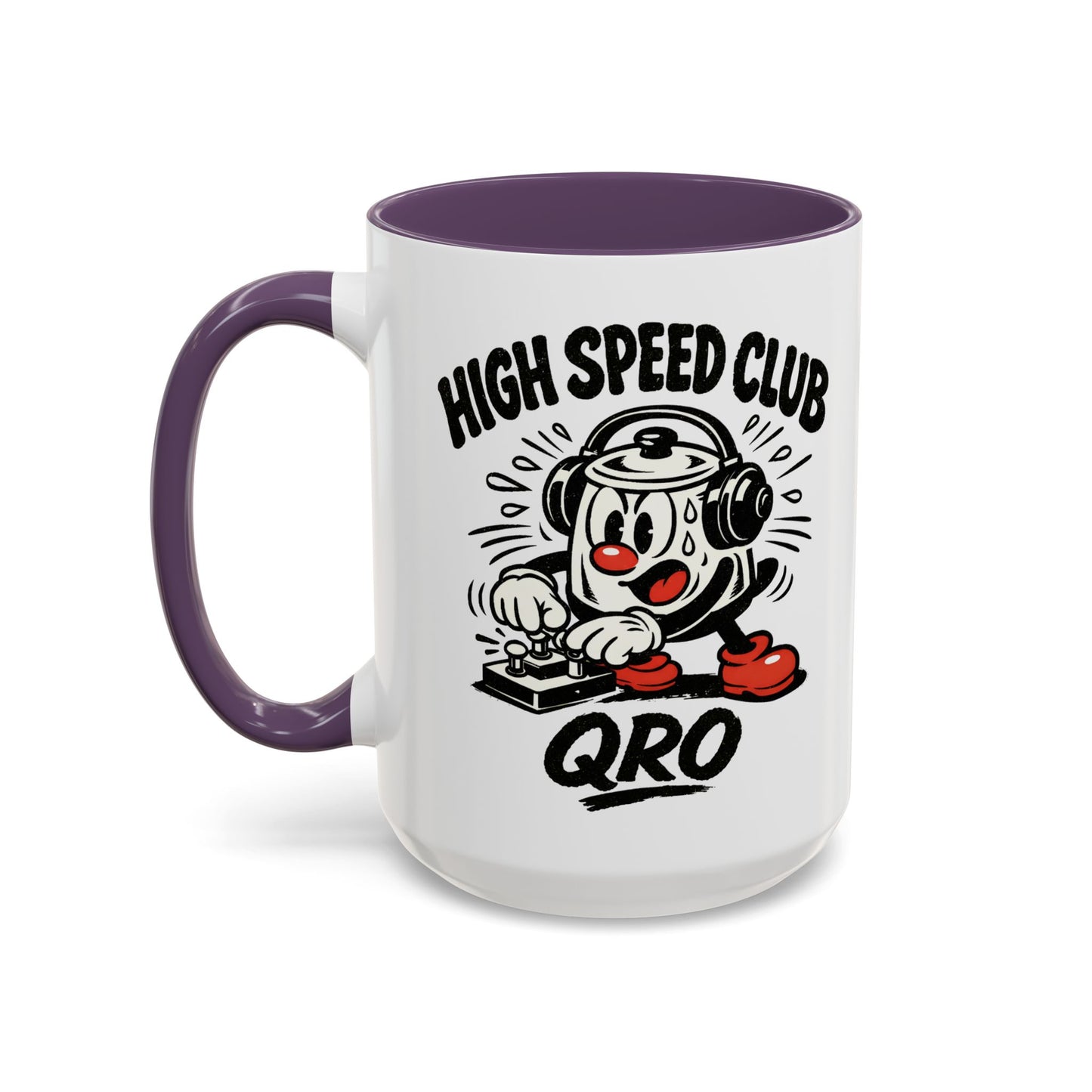 High Speed Club Accent Ham Coffee Mug — Retro DJ Cartoon 11/15oz