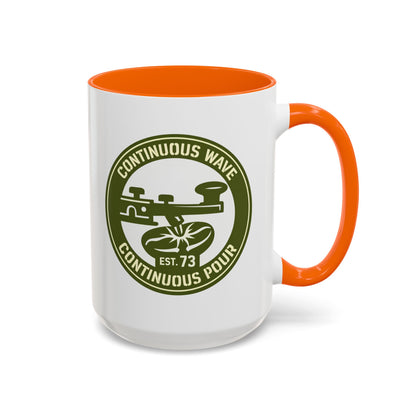 Coffee Mug — Continuous Wave Continuous Pour Vintage Surf Coffee Logo (11/15oz Accent)