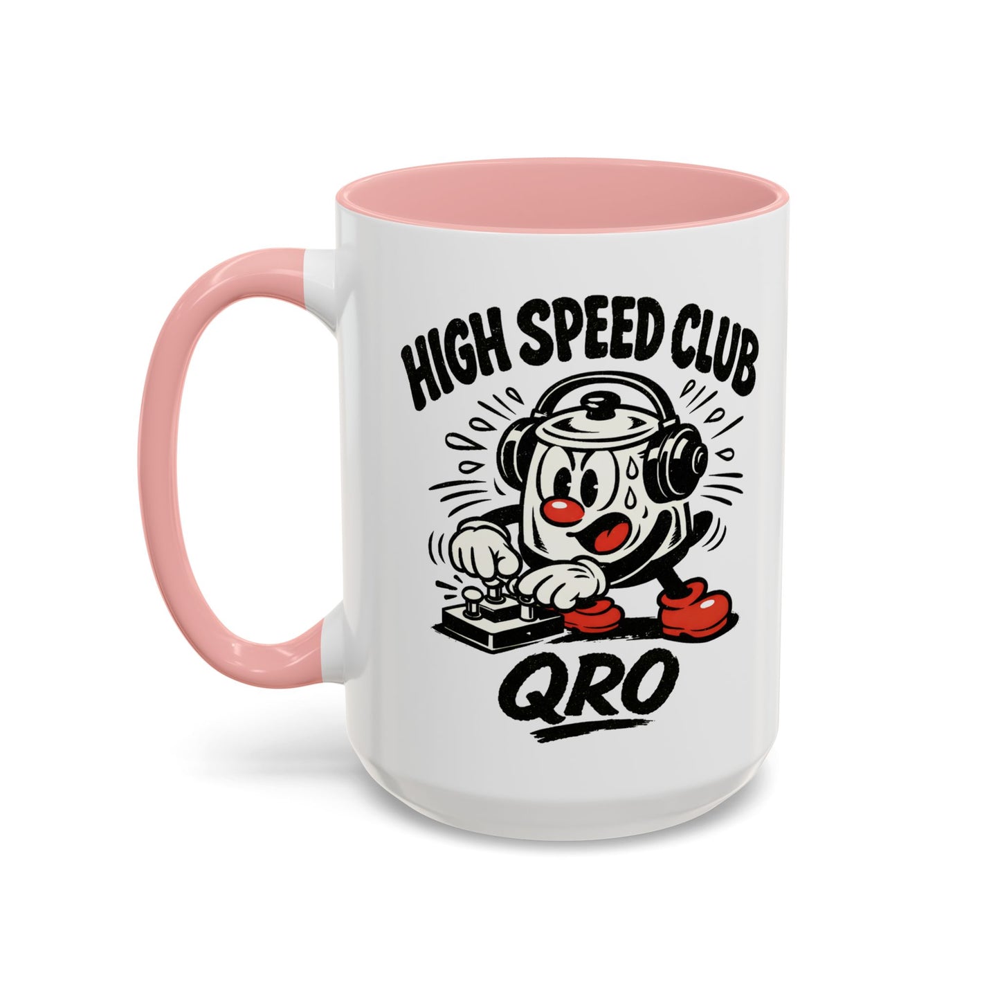 High Speed Club Accent Ham Coffee Mug — Retro DJ Cartoon 11/15oz