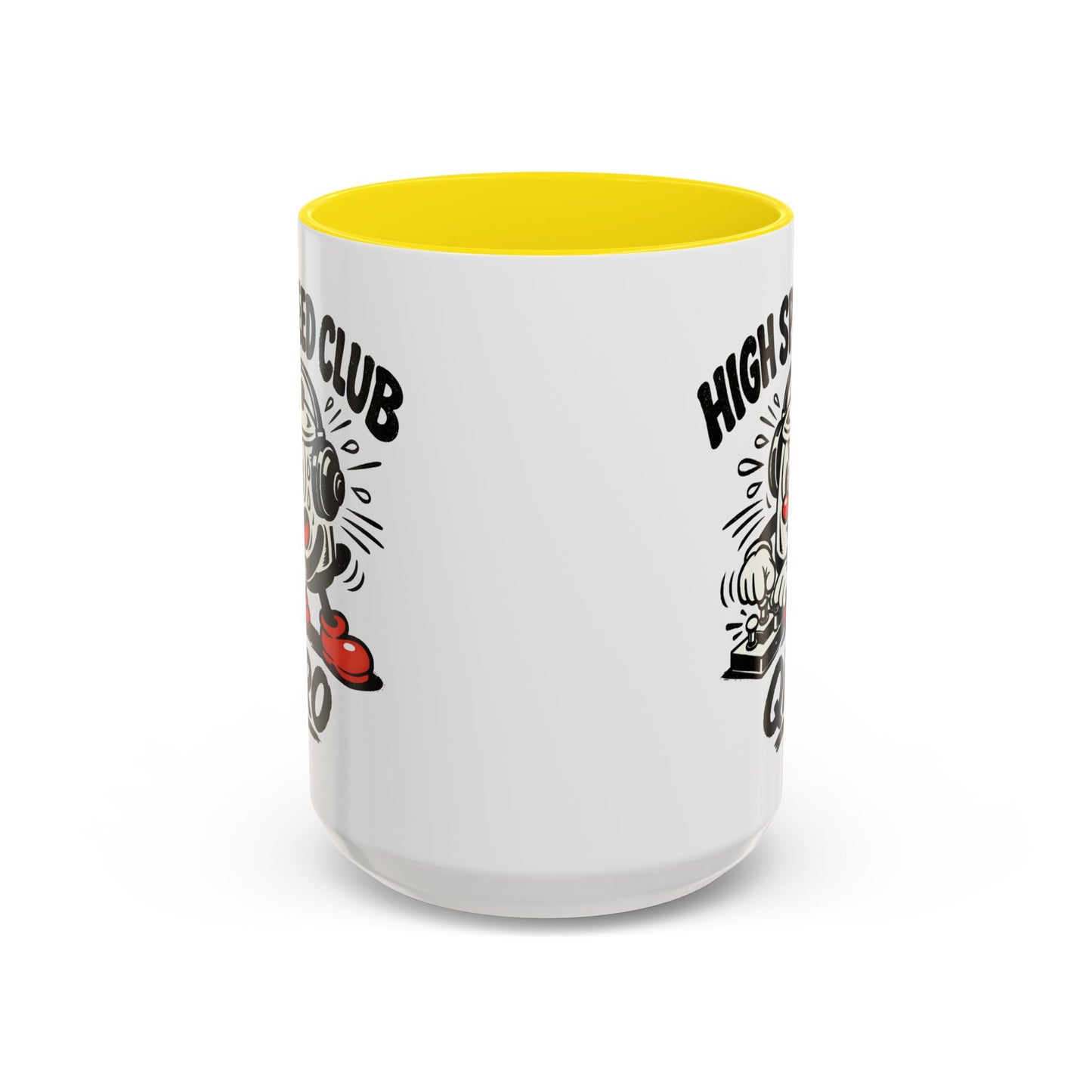 High Speed Club Accent Ham Coffee Mug — Retro DJ Cartoon 11/15oz