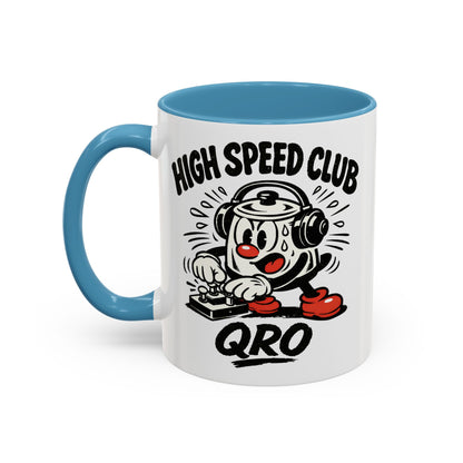 High Speed Club Accent Ham Coffee Mug — Retro DJ Cartoon 11/15oz