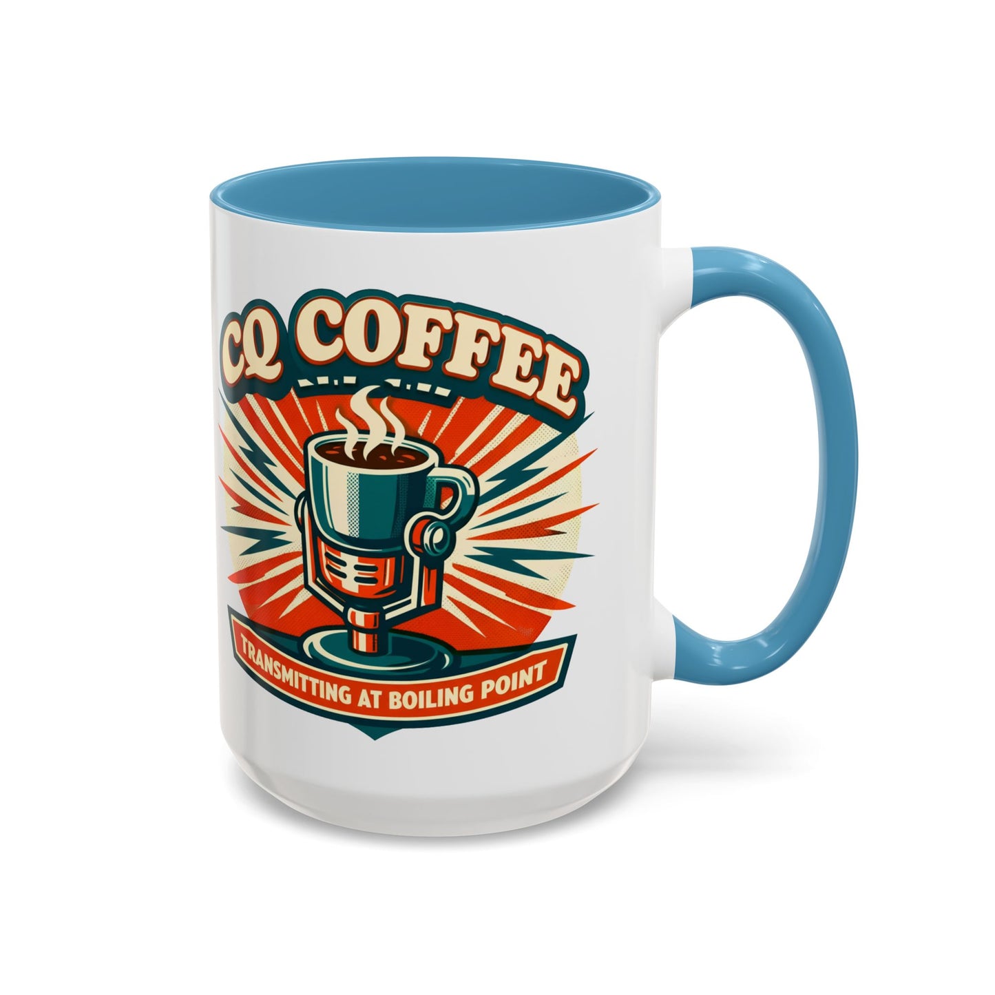 Coffee Mug - CQ Coffee "Transmitting at Boiling Point" Retro Accent Mug