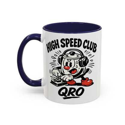 High Speed Club Accent Ham Coffee Mug — Retro DJ Cartoon 11/15oz