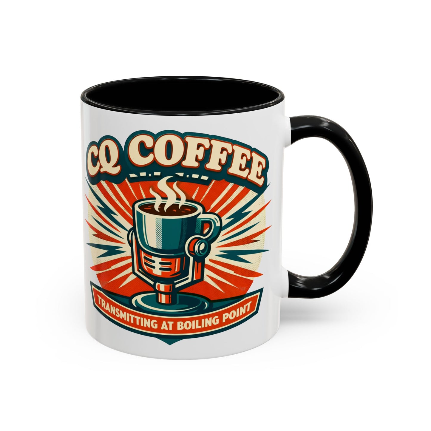 Coffee Mug - CQ Coffee "Transmitting at Boiling Point" Retro Accent Mug
