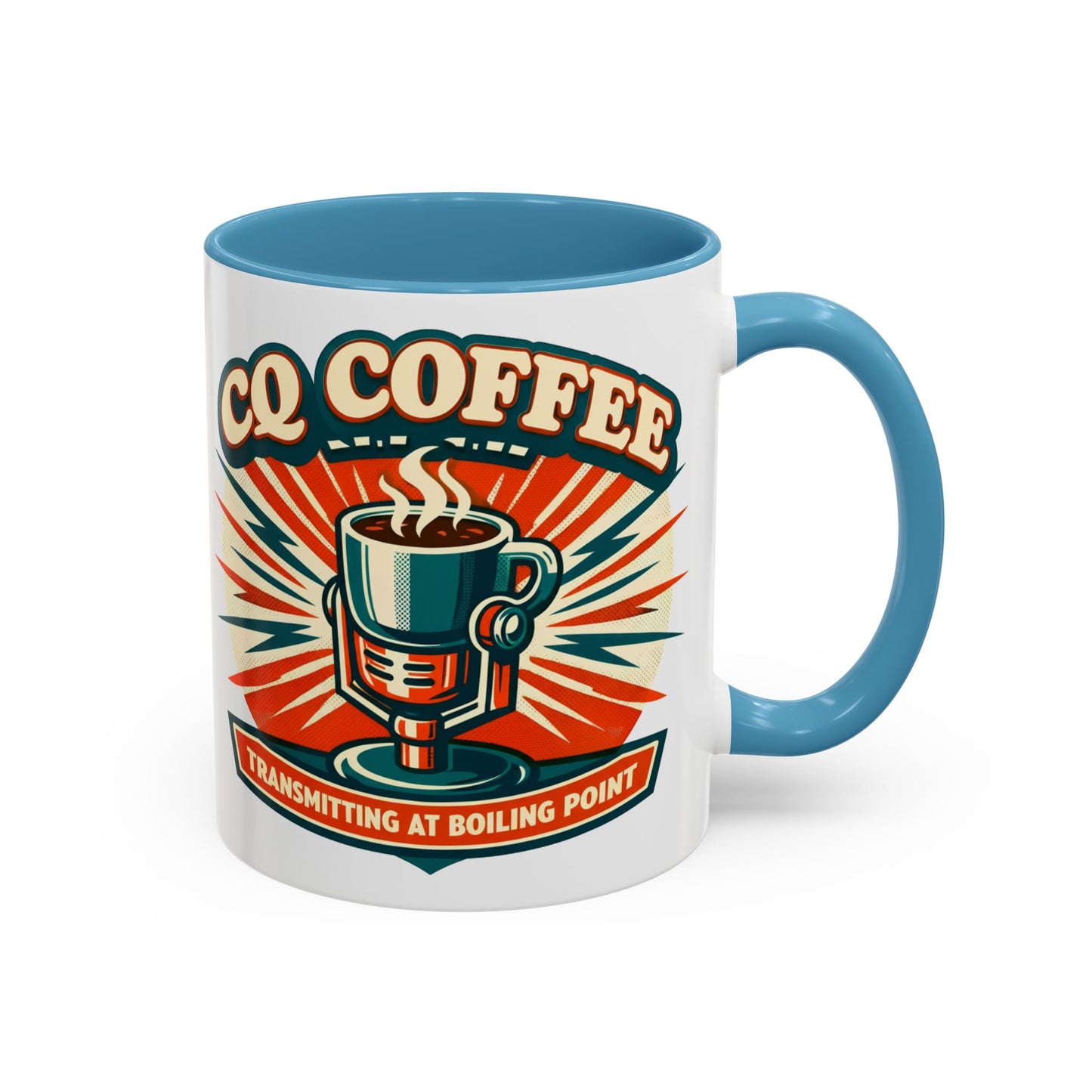 Coffee Mug - CQ Coffee "Transmitting at Boiling Point" Retro Accent Mug