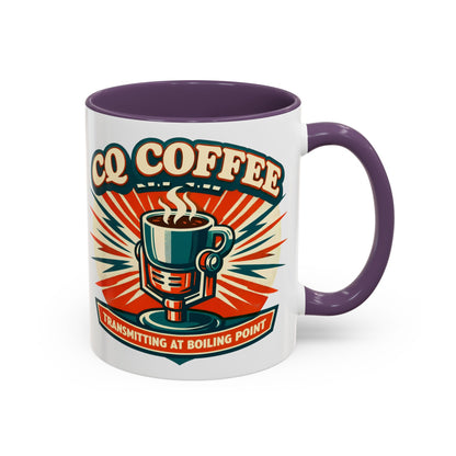 Coffee Mug - CQ Coffee "Transmitting at Boiling Point" Retro Accent Mug