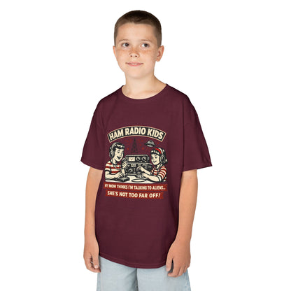 Kids T-Shirt — "Ham Radio Kids: My Mom Thinks I'm Talking To Aliens" Retro Ham Radio Design