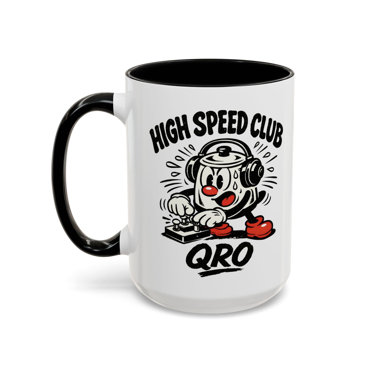 High Speed Club Accent Ham Coffee Mug — Retro DJ Cartoon 11/15oz
