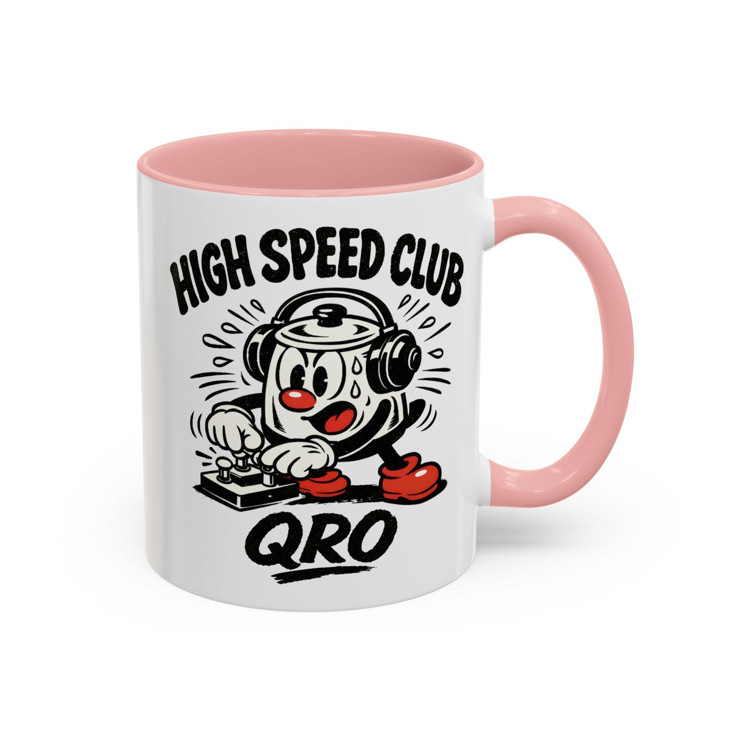 High Speed Club Accent Ham Coffee Mug — Retro DJ Cartoon 11/15oz