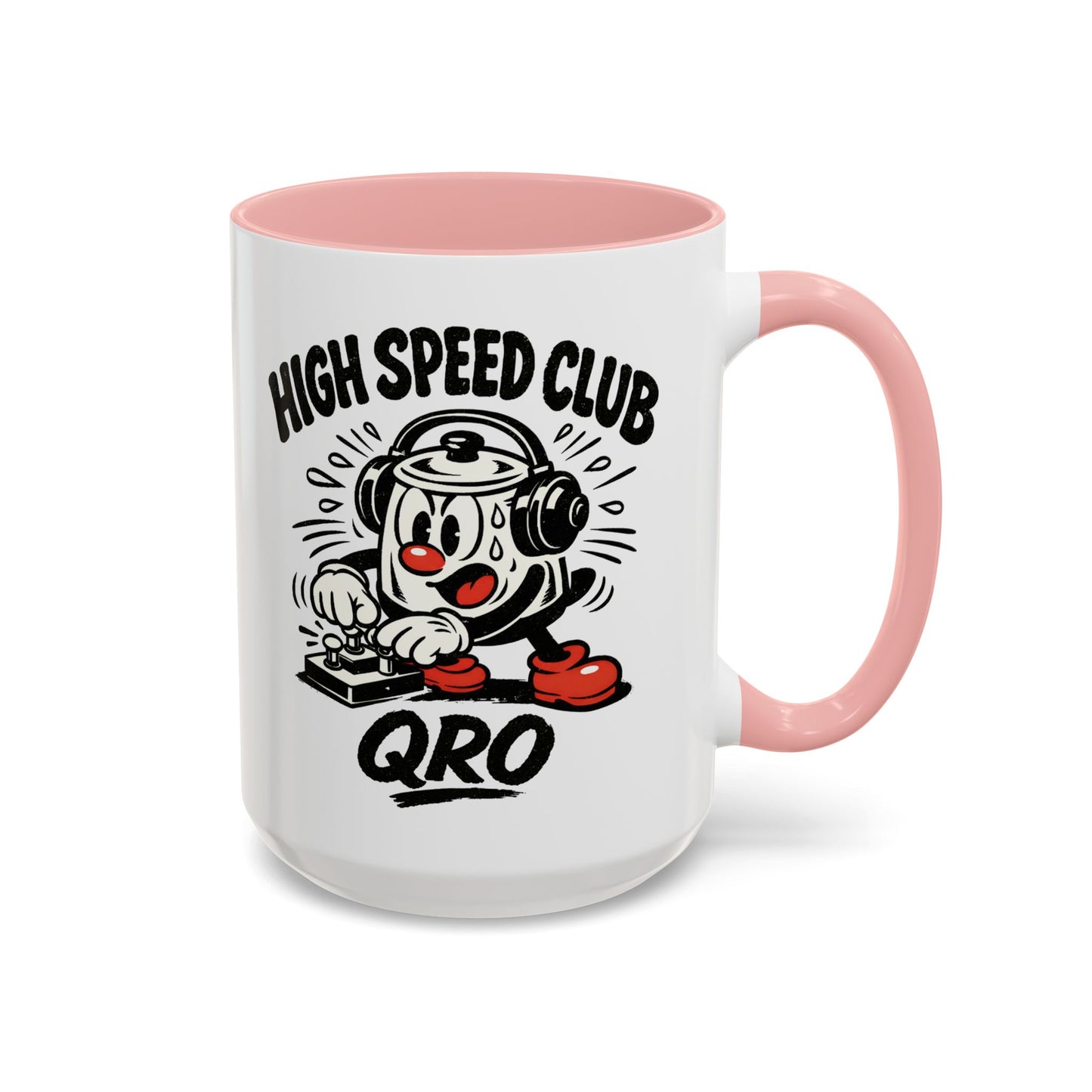High Speed Club Accent Ham Coffee Mug — Retro DJ Cartoon 11/15oz