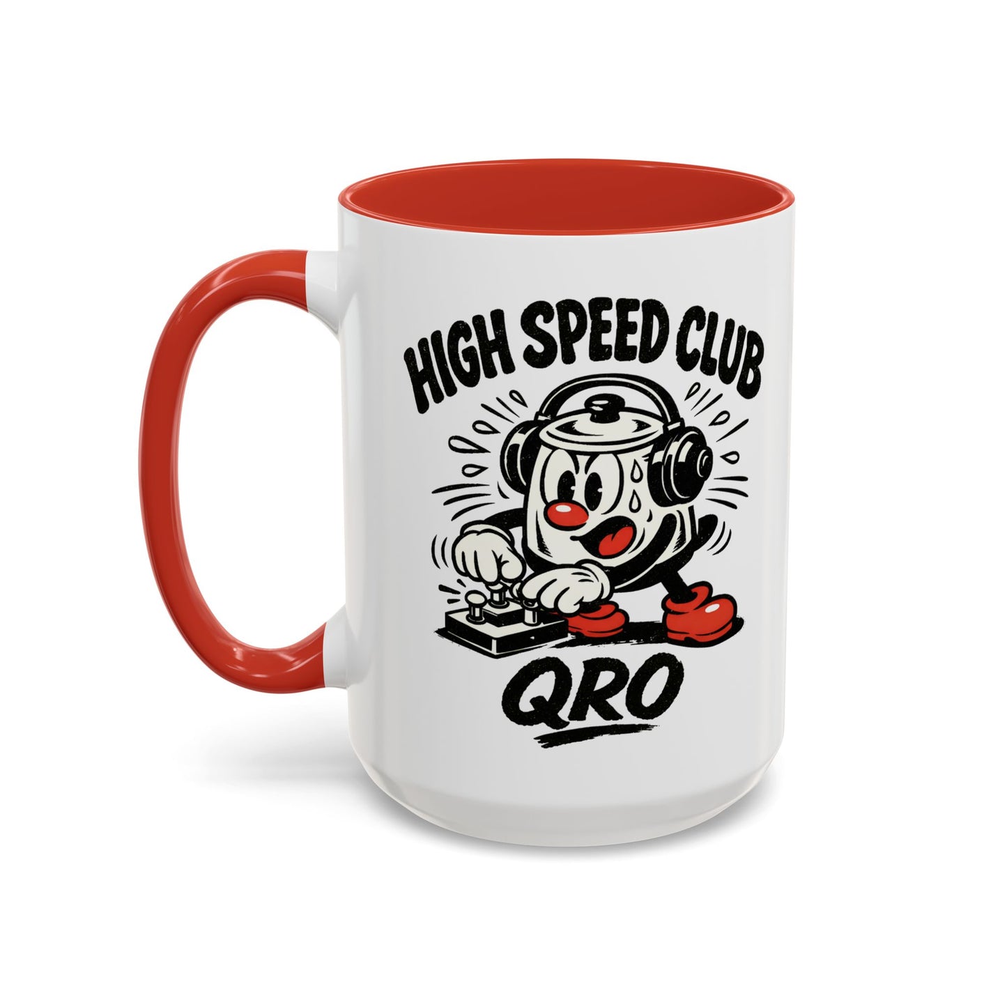 High Speed Club Accent Ham Coffee Mug — Retro DJ Cartoon 11/15oz