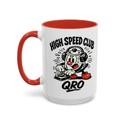 High Speed Club Accent Ham Coffee Mug — Retro DJ Cartoon 11/15oz