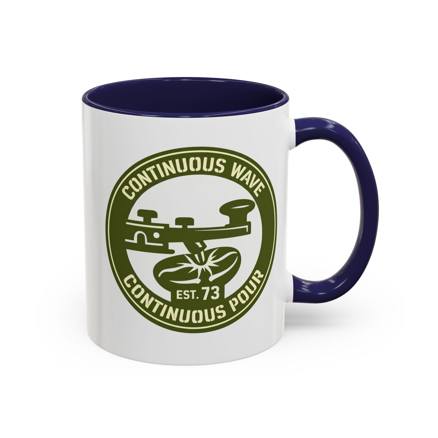 Coffee Mug — Continuous Wave Continuous Pour Vintage Surf Coffee Logo (11/15oz Accent)