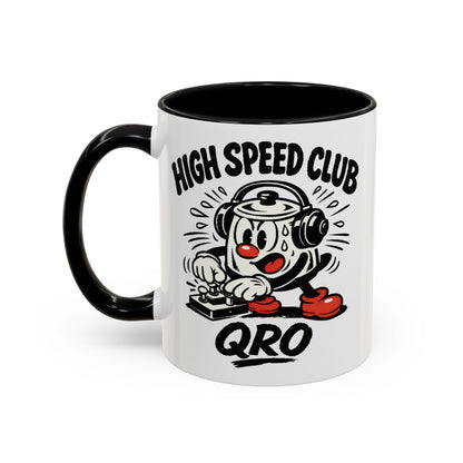 High Speed Club Accent Ham Coffee Mug — Retro DJ Cartoon 11/15oz