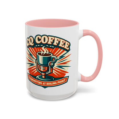 Coffee Mug - CQ Coffee "Transmitting at Boiling Point" Retro Accent Mug