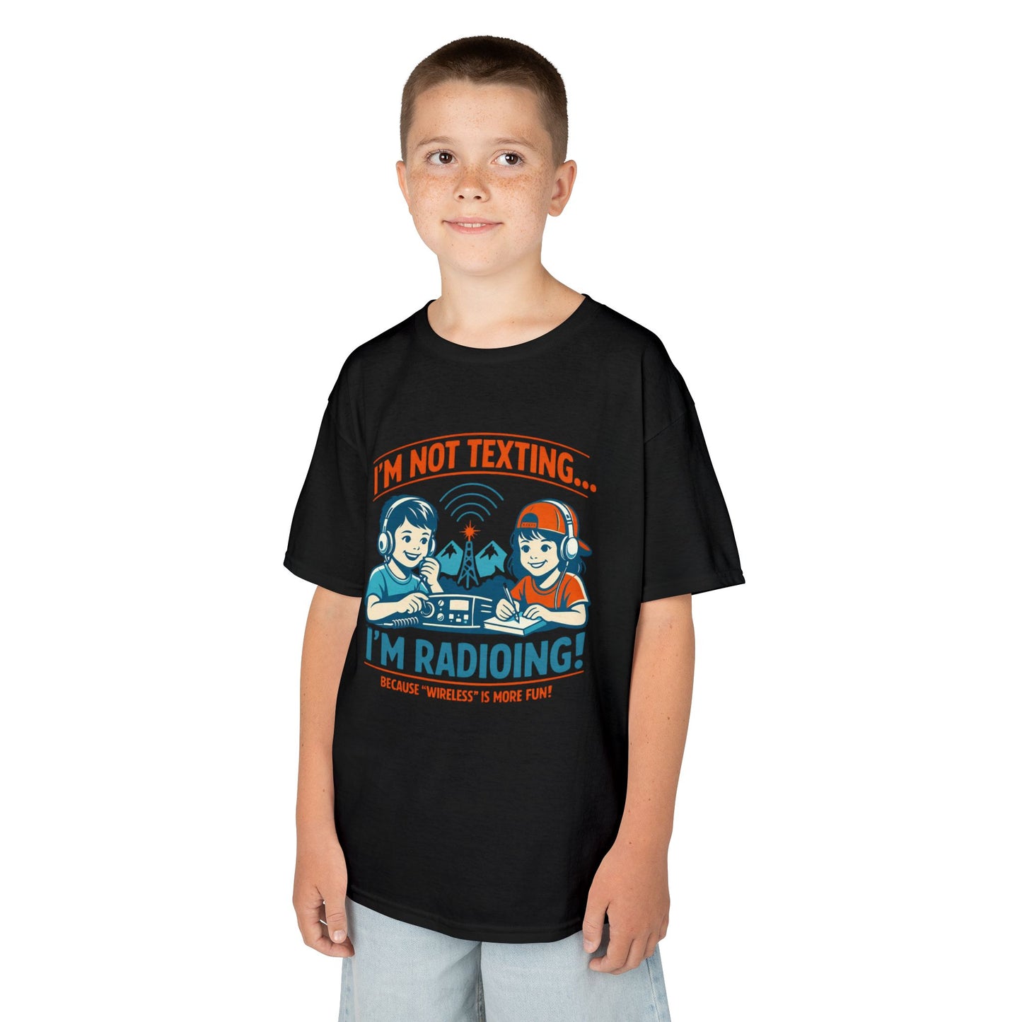 Kids Tee — "I'm Not Texting... I'm Radioing!" Retro Kids Ham Radio T-Shirt