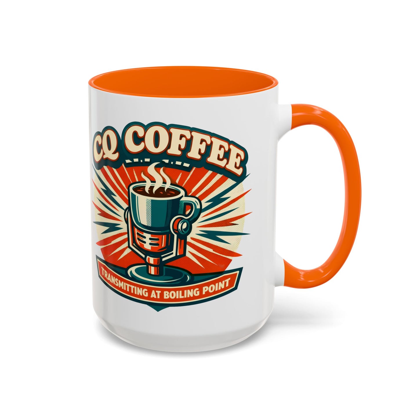 Coffee Mug - CQ Coffee "Transmitting at Boiling Point" Retro Accent Mug