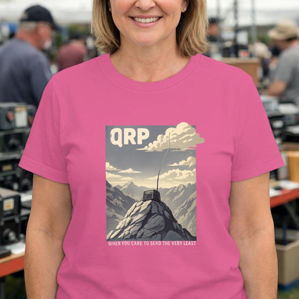 QRP Mountain Summit T‑Shirt — Retro Adventure Graphic Tee for SOTA Enthusiasts