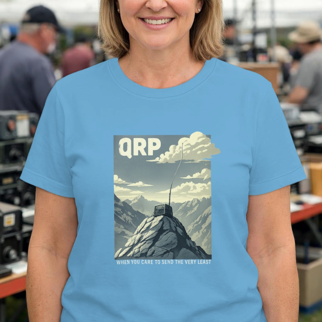 QRP Mountain Summit T‑Shirt — Retro Adventure Graphic Tee for SOTA Enthusiasts