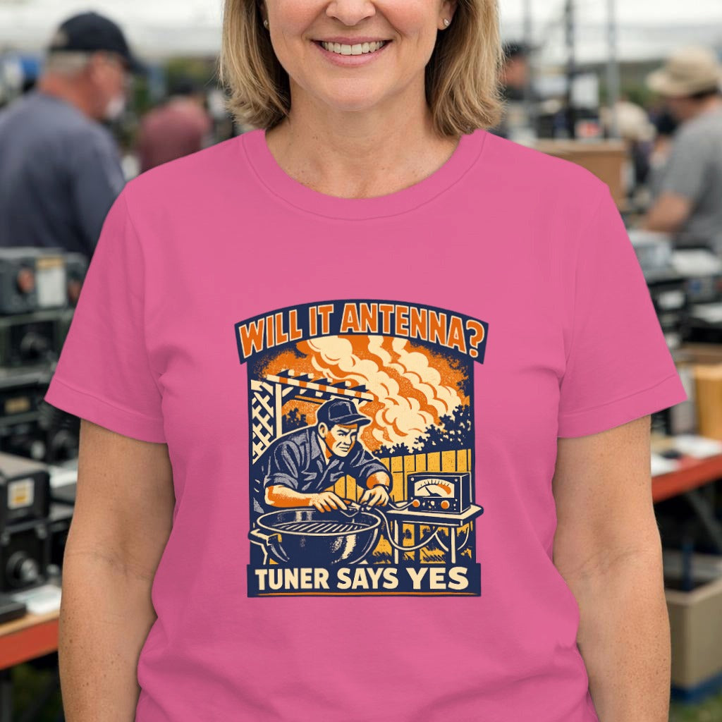 Will It Antenna? T-Shirt — Retro Radio Technician Graphic Tee (Tuner Says Yes)