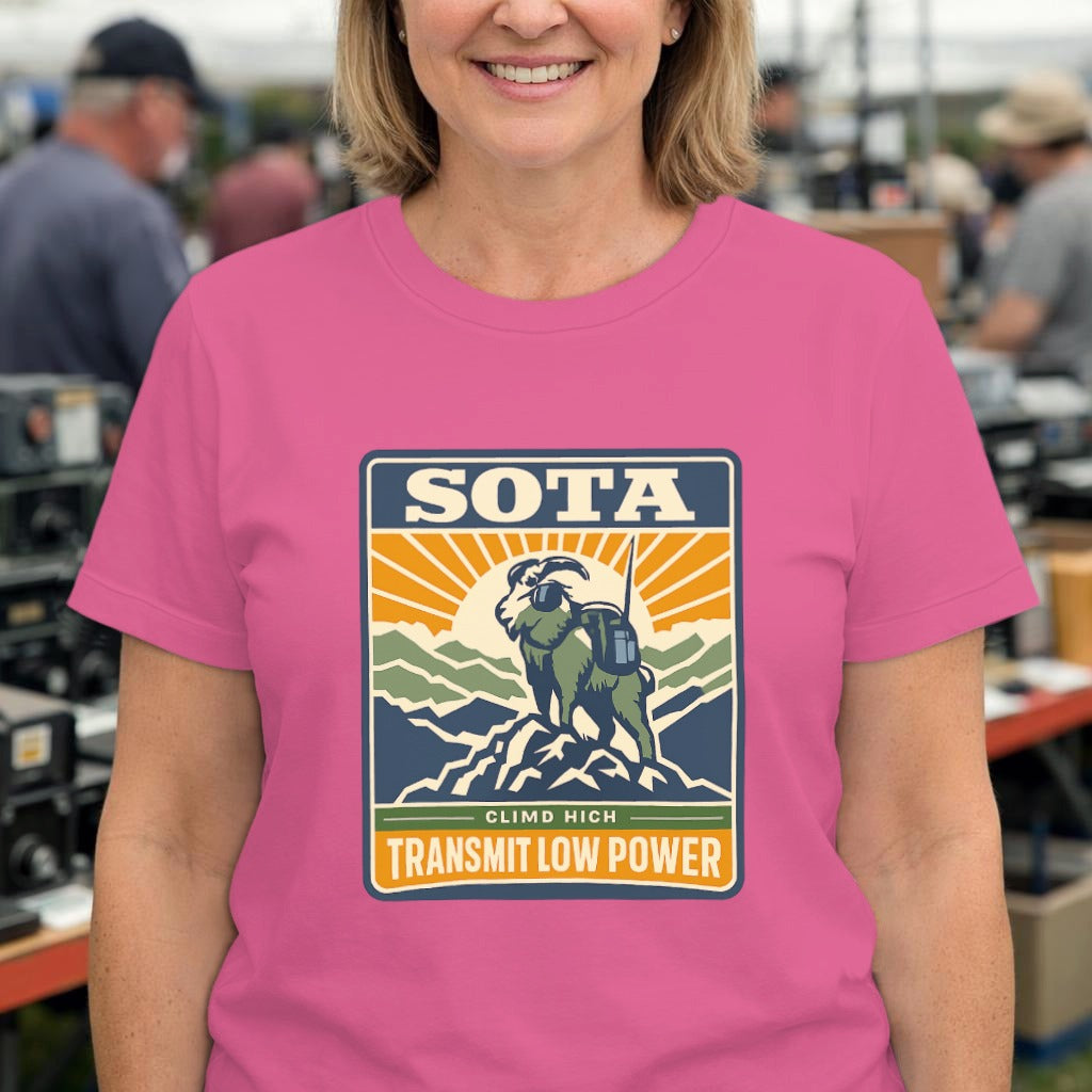 SOTA Mountain Goat T‑Shirt – "Climb High, Transmit Low Power" Outdoor Tee