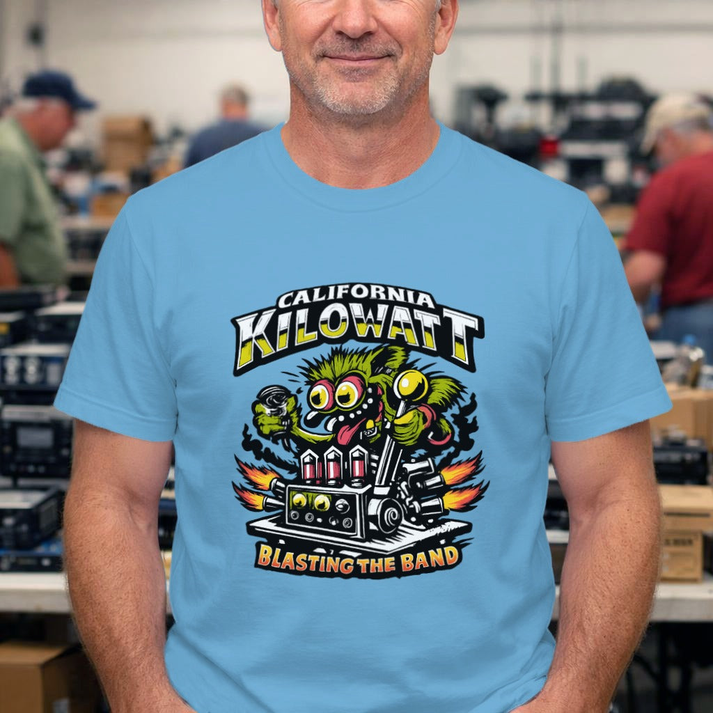 California Kilowatt Band Tee — 'Blasting the Band' Retro Monster Graphic T-Shirt