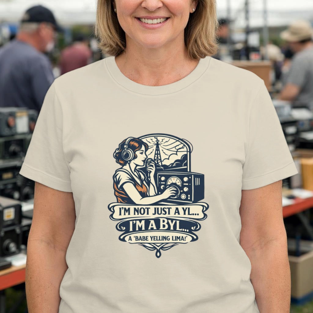 Retro Radio Operator T-Shirt — “I’m Not Just a YL… I’m a BYL” Vintage Ham Radio Tee