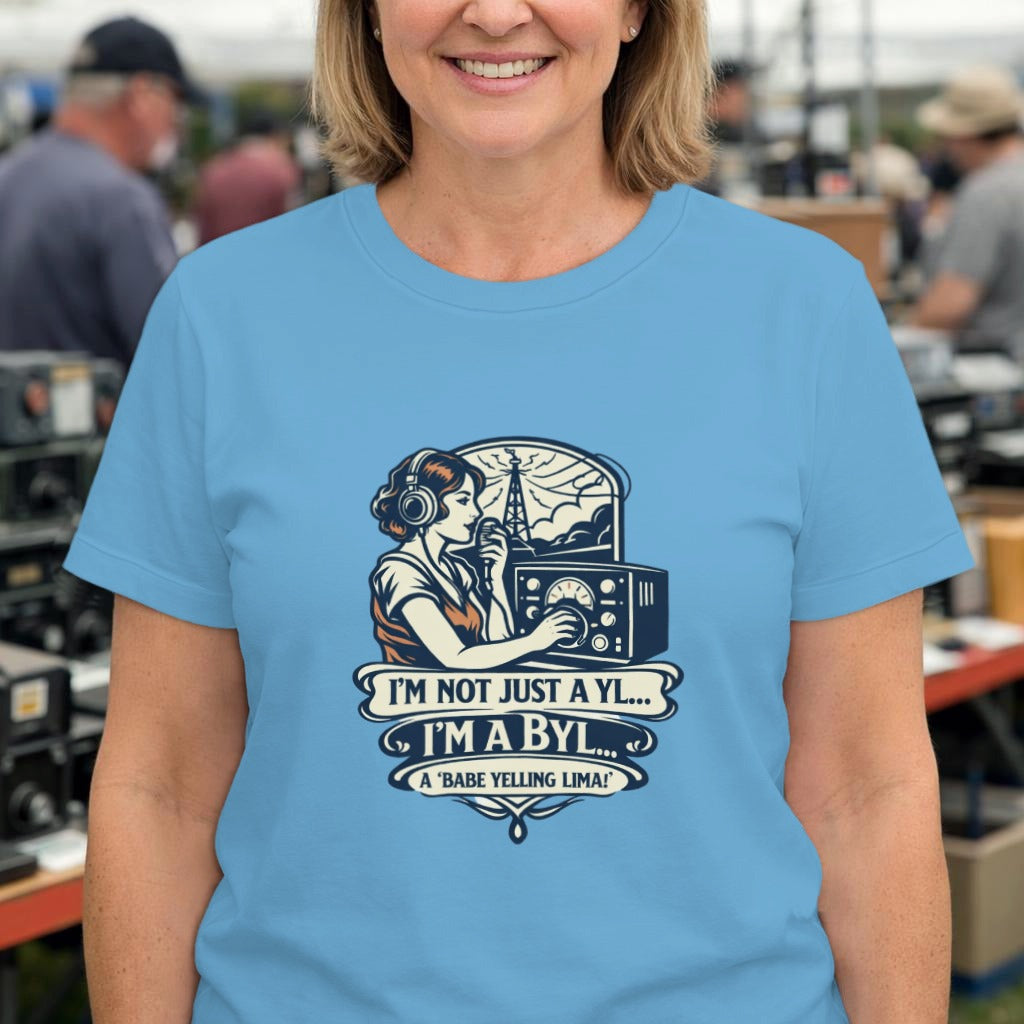 Retro Radio Operator T-Shirt — “I’m Not Just a YL… I’m a BYL” Vintage Ham Radio Tee