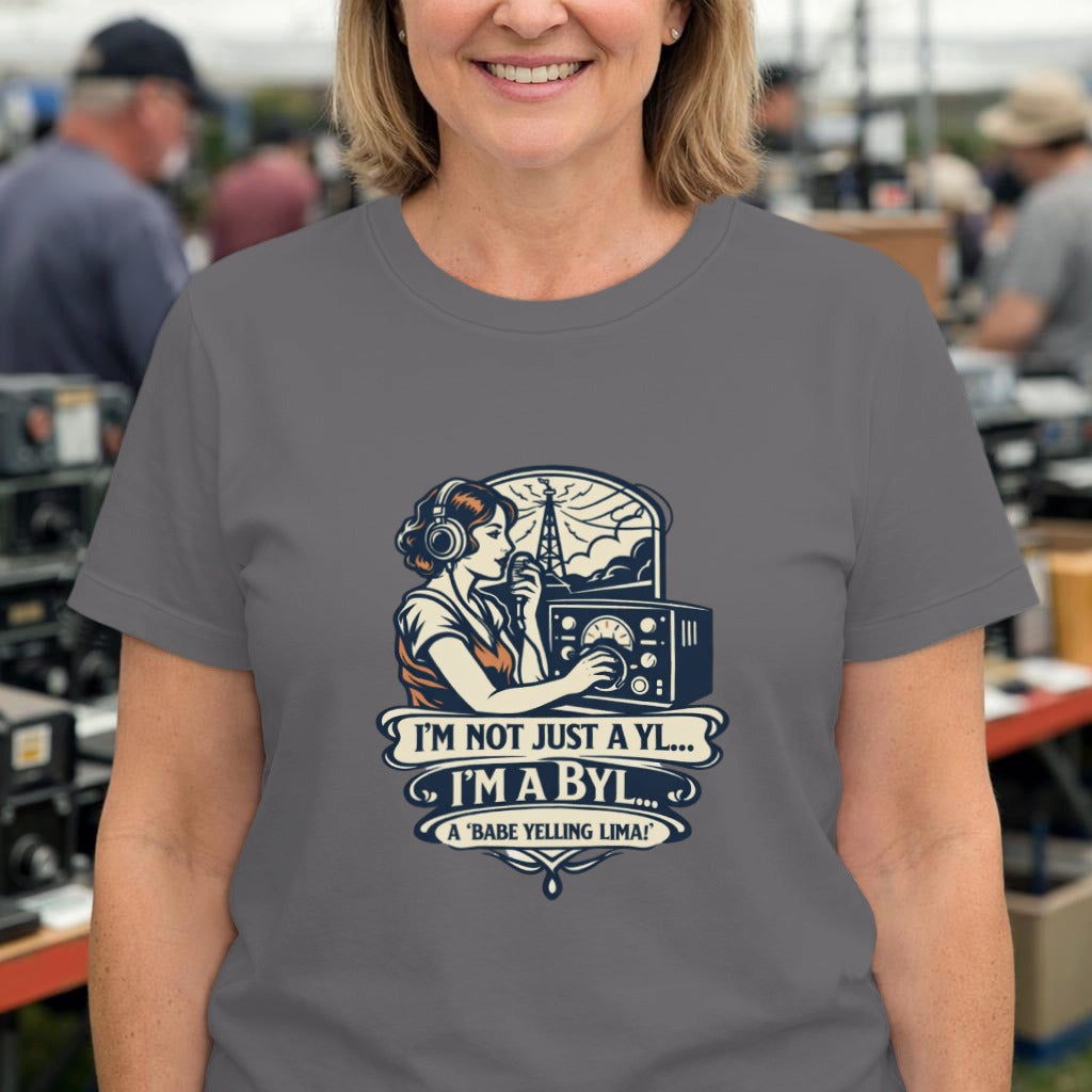 Retro Radio Operator T-Shirt — “I’m Not Just a YL… I’m a BYL” Vintage Ham Radio Tee