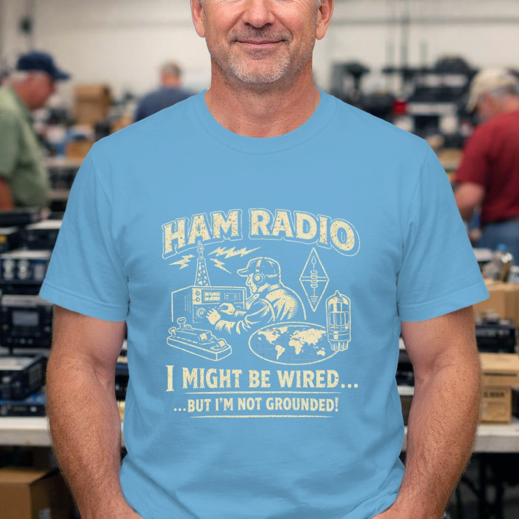 Ham Radio T-Shirt — “I Might Be Wired” Vintage Amateur Radio Tee