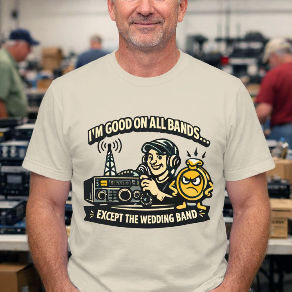 Funny DJ T-Shirt — "I’m Good on All Bands…Except the Wedding Band" Graphic Tee