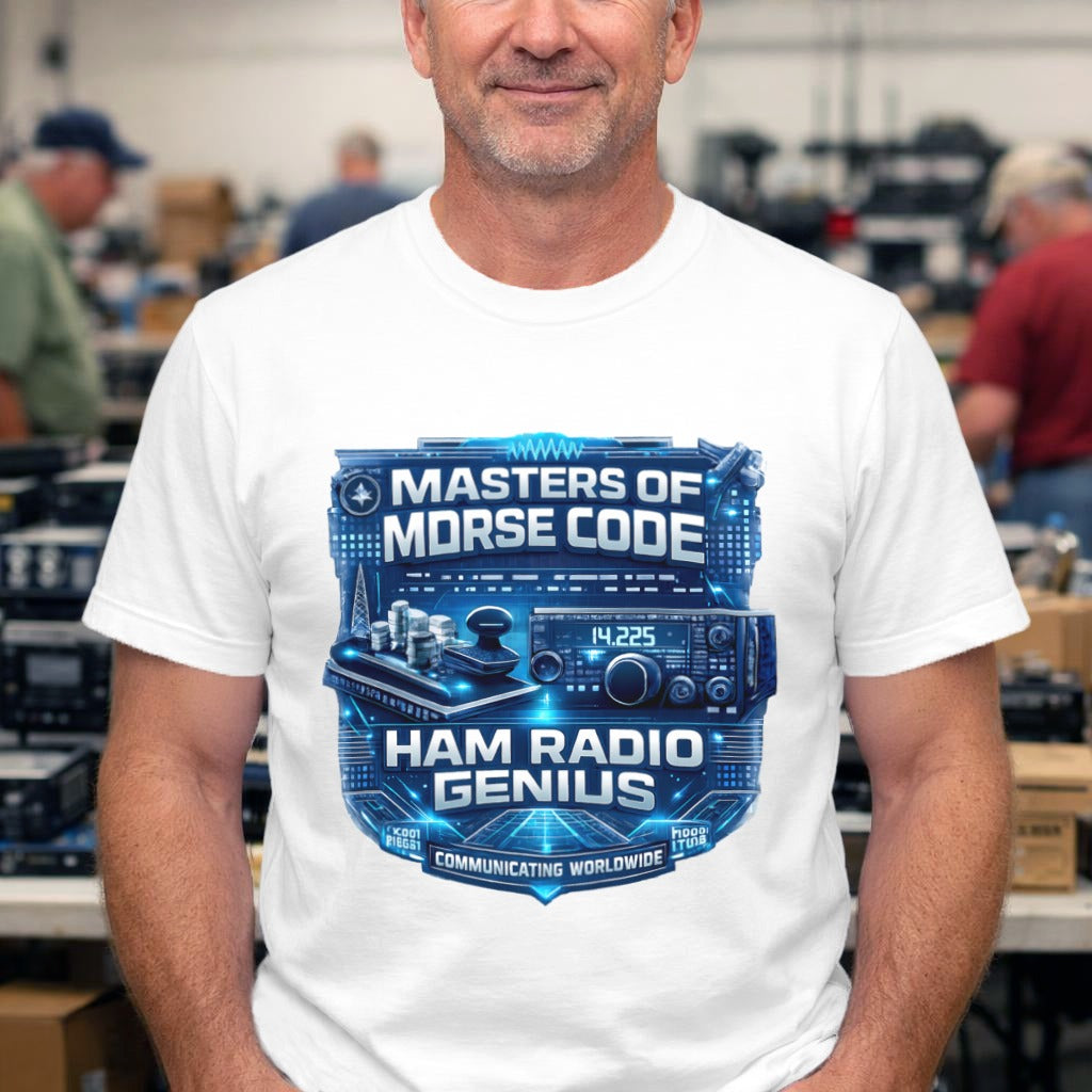 Ham Radio Genius Tee — "Masters of Morse Code" Amateur Radio T-Shirt