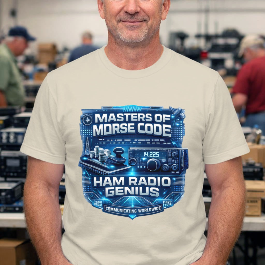 Ham Radio Genius Tee — "Masters of Morse Code" Amateur Radio T-Shirt